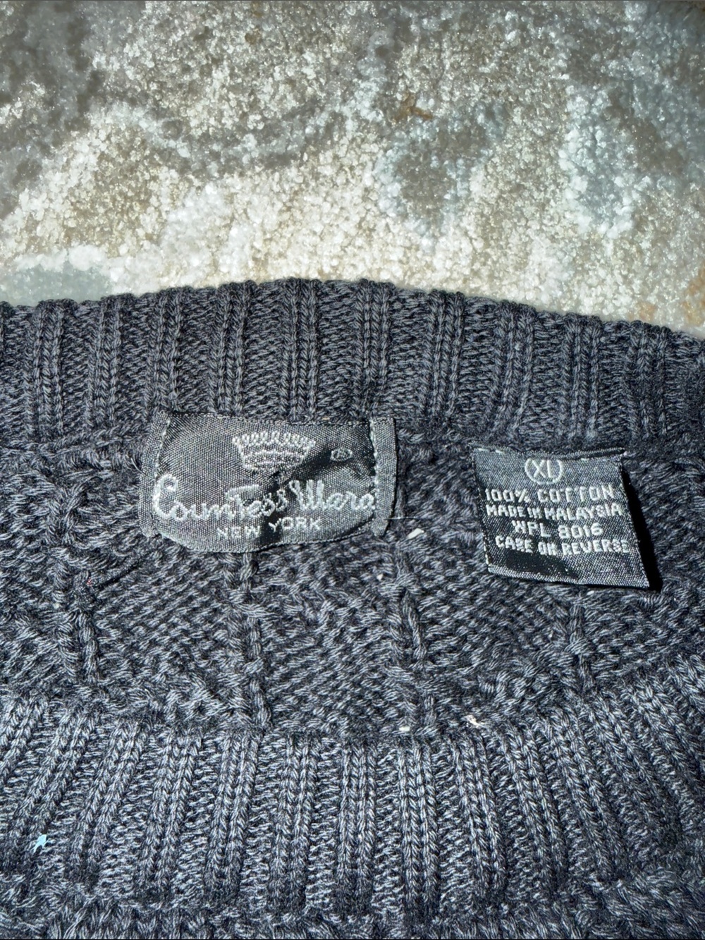Men's Cable Knit Crewneck Sweater - black vintage Countess Mara. New York. - Picture 3 of 5